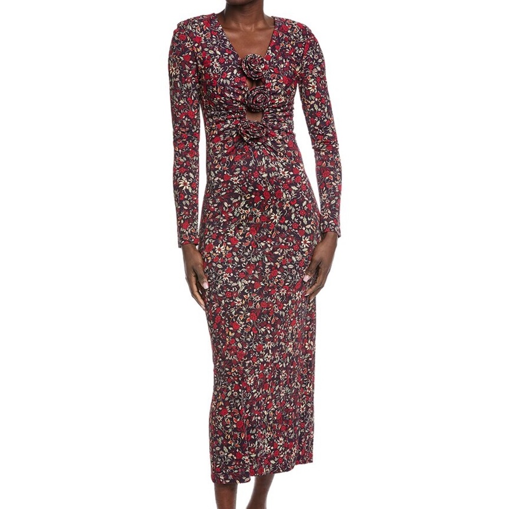 Floral Long Sleeve Dress - Red FARM RIO size M
